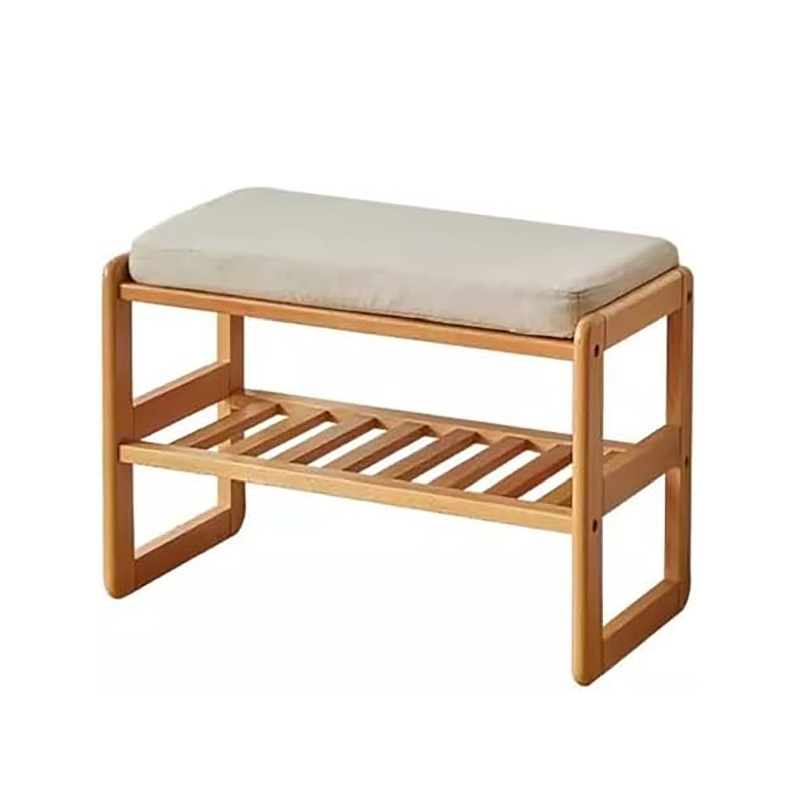 Banc de rangement en bois massif haut de gamme avec assise moderne pour entrée