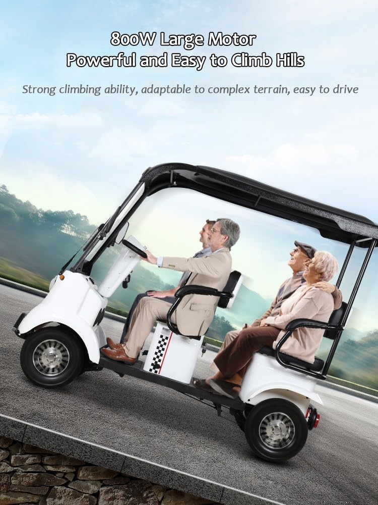 4 Passenger Mobility Scooter, Electric Golf Cart for Adults, 650W Differential Motor, Perfect for Golf Hunting Scenic Spots Hotels Beaches Schools and Farms