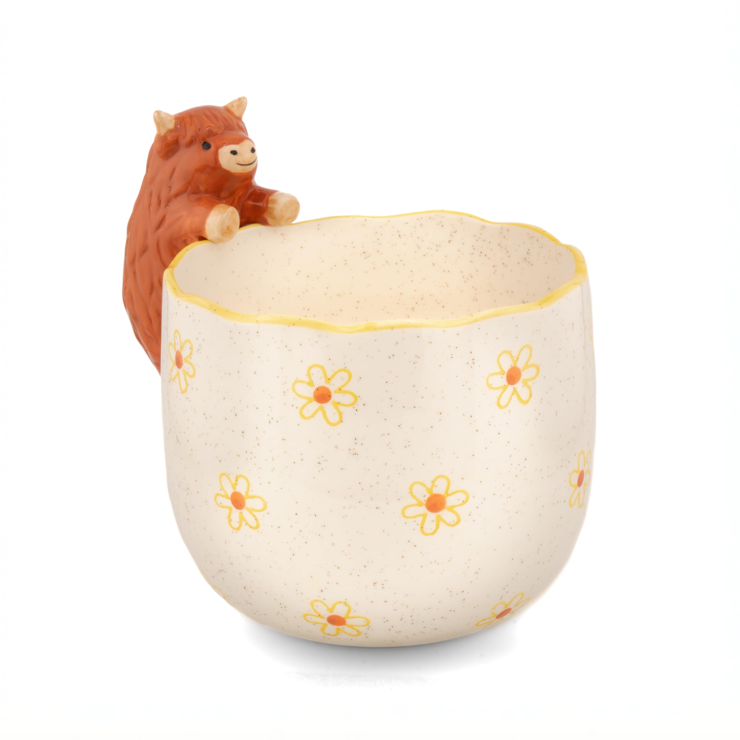 Sass & Belle Peeking Highland Cow Planter - Indoor Plant Pot, Animal Design for Cactus or Succulent, Ceramic plant pots for Home Decor, Flower Pot Designed by Sass and Belle