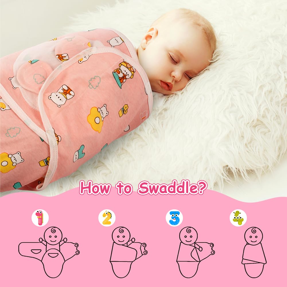AYBUY 3 Pack Baby Swaddle Suit,Baby Swaddle Sack for 0-3 Months Newborn Breathable Organic Cotton Fabric,Baby Blanket Wrap with Adjustable Velcro Newborn Baby Gifts - Image 3