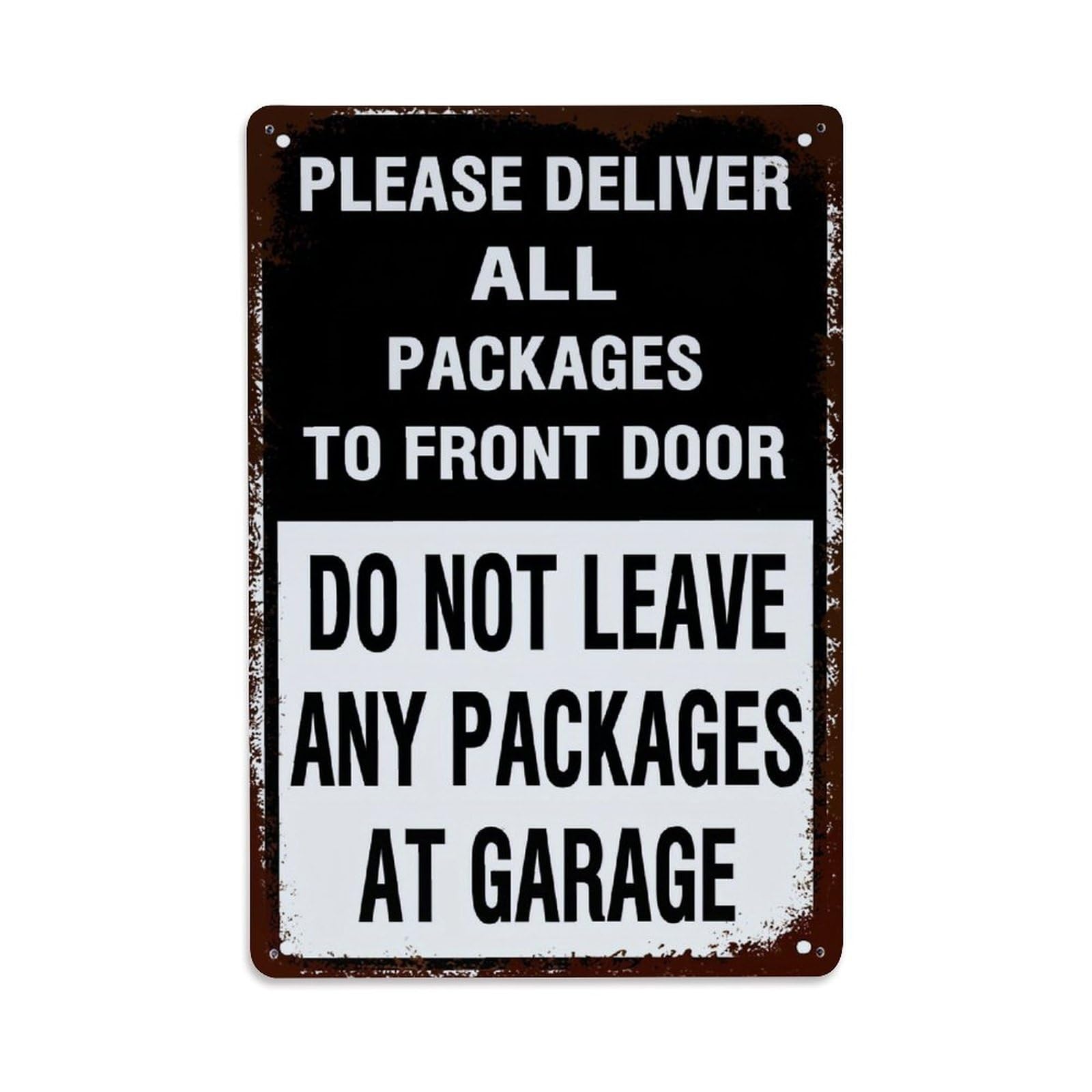 Jdfenggu Vintage Please Deliver All Packages Retro Metal Tin Sign, Metal Poster For Bar, Home, Man Cave, Kitchen, Laundry Room Art Decor 8X12 Inch