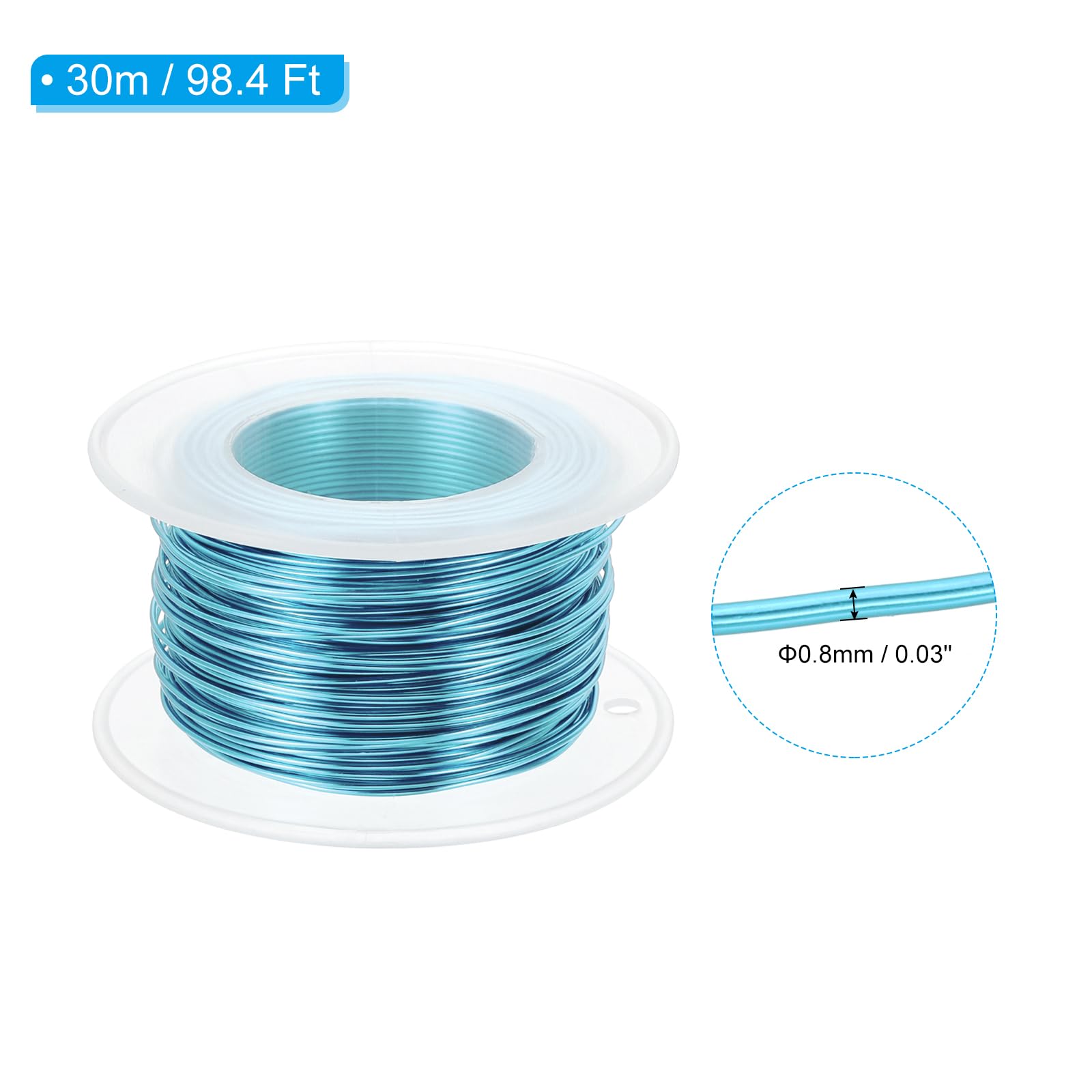 PATIKIL 20 Gauge 0.8mm Aluminum Craft Wire, 98.4 Ft Metal Wire Armature Bendable Wire for Jewelry Making Metal Wrap DIY Light Blue - Image 2