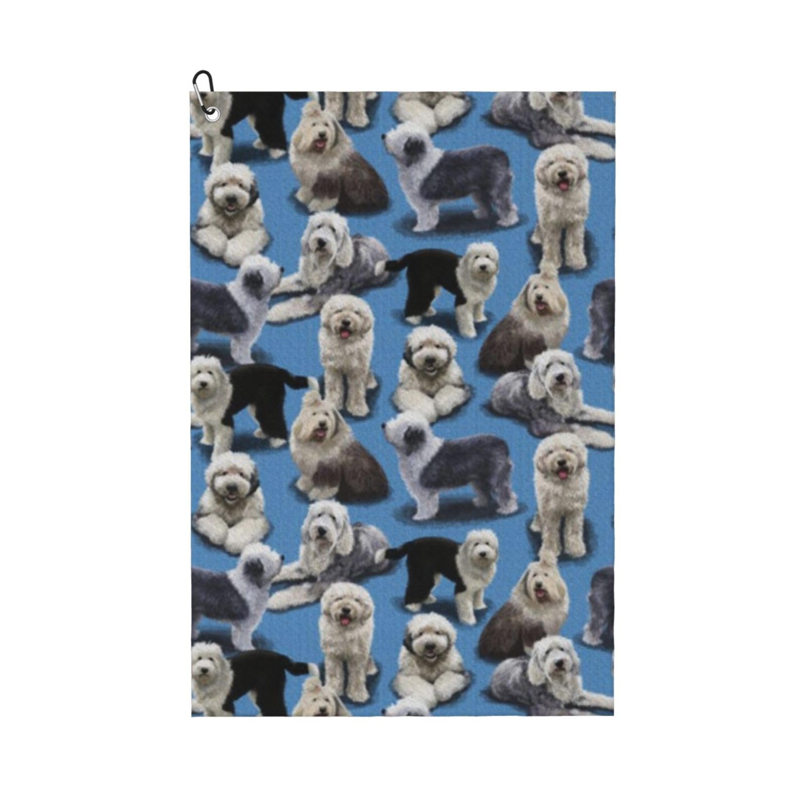 Hnnkloy Old English Sheepdog, 16x24 in Portable Waffle Golf Towels with Carabiner Clip for Golf Bag