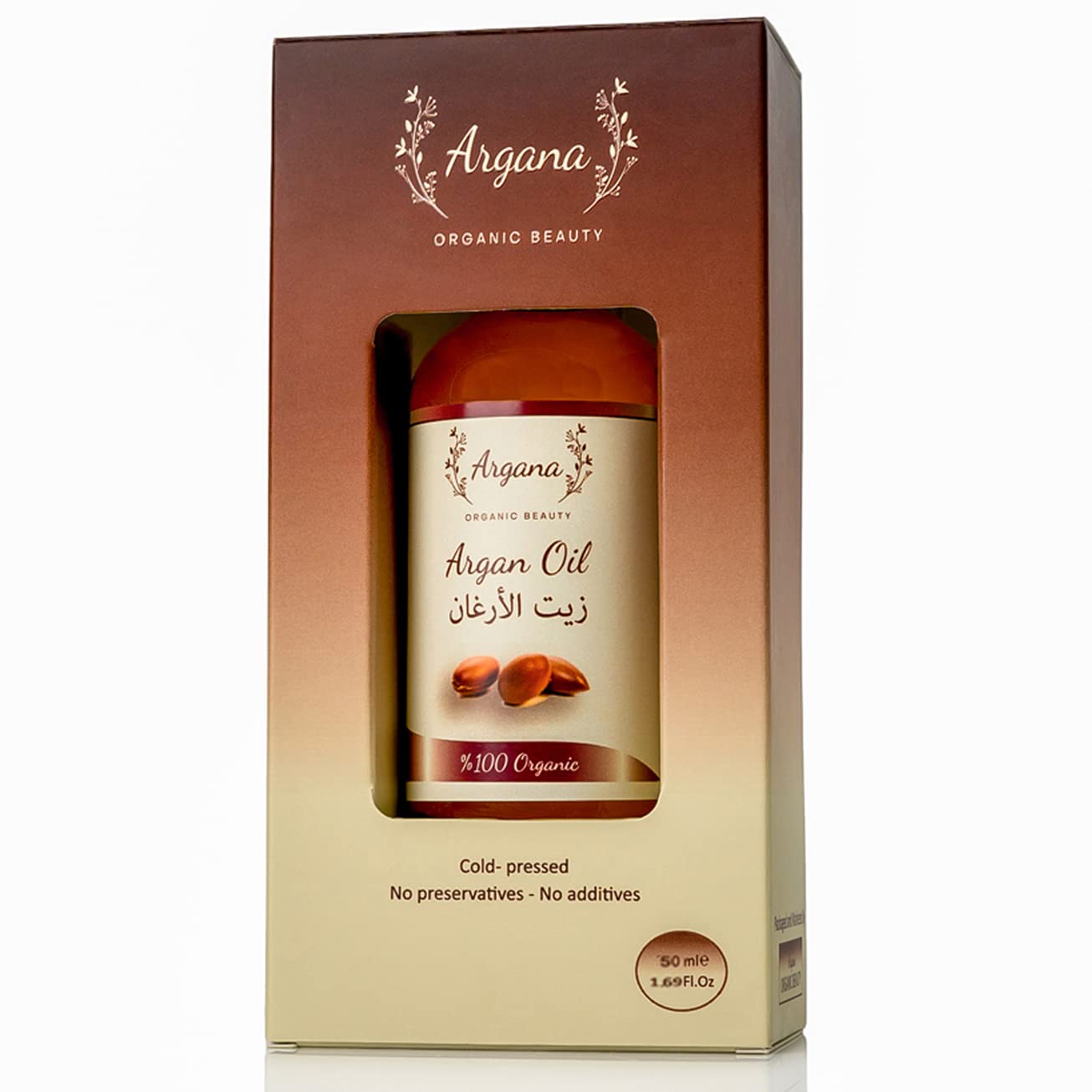 Argana Beauty Pure Cold Pressed Moroccan Argan Oil, 100ml/3.38oz for Dry & Damaged Skin