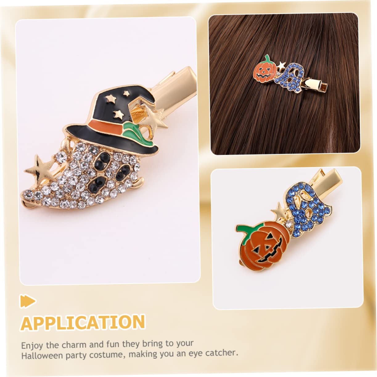 FRCOLOR 4 Sets Einzigartige Halloween-haar-accessoires Gothic Kürbis-haarspangen Geister- Strass Haarspangen Top-clip für Das Haar Modisch und 2 Stück * 4