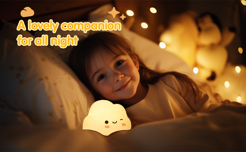 Veilleuse Enfant Nuage En Silicone Douce - Rechargeable, Diminable, Minuterie 30 Min - Pour Chambre Bébé