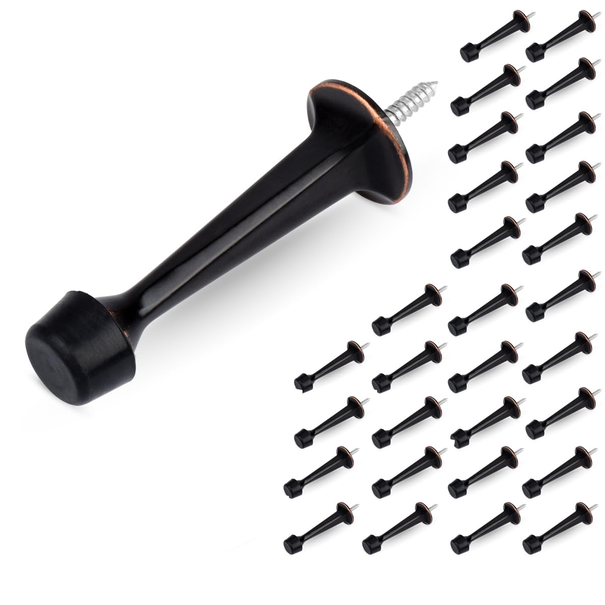 HOMOTEK 30Pack Heavy Duty Solid Rigid Door Stop with Soft Rubber Tip, Zinc Die Cast Door Stopper Protect Wall & Door,Oil Rubbed Bronze