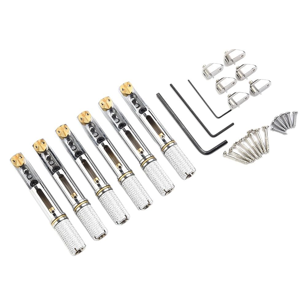 Puente de guitarra sin cabeza para guitarras eléctricas de repuesto de 6 cuerdas, kit de accesorios de trémolo de metal con tornillos y llave, estable para un rendimiento de mano de obra fina