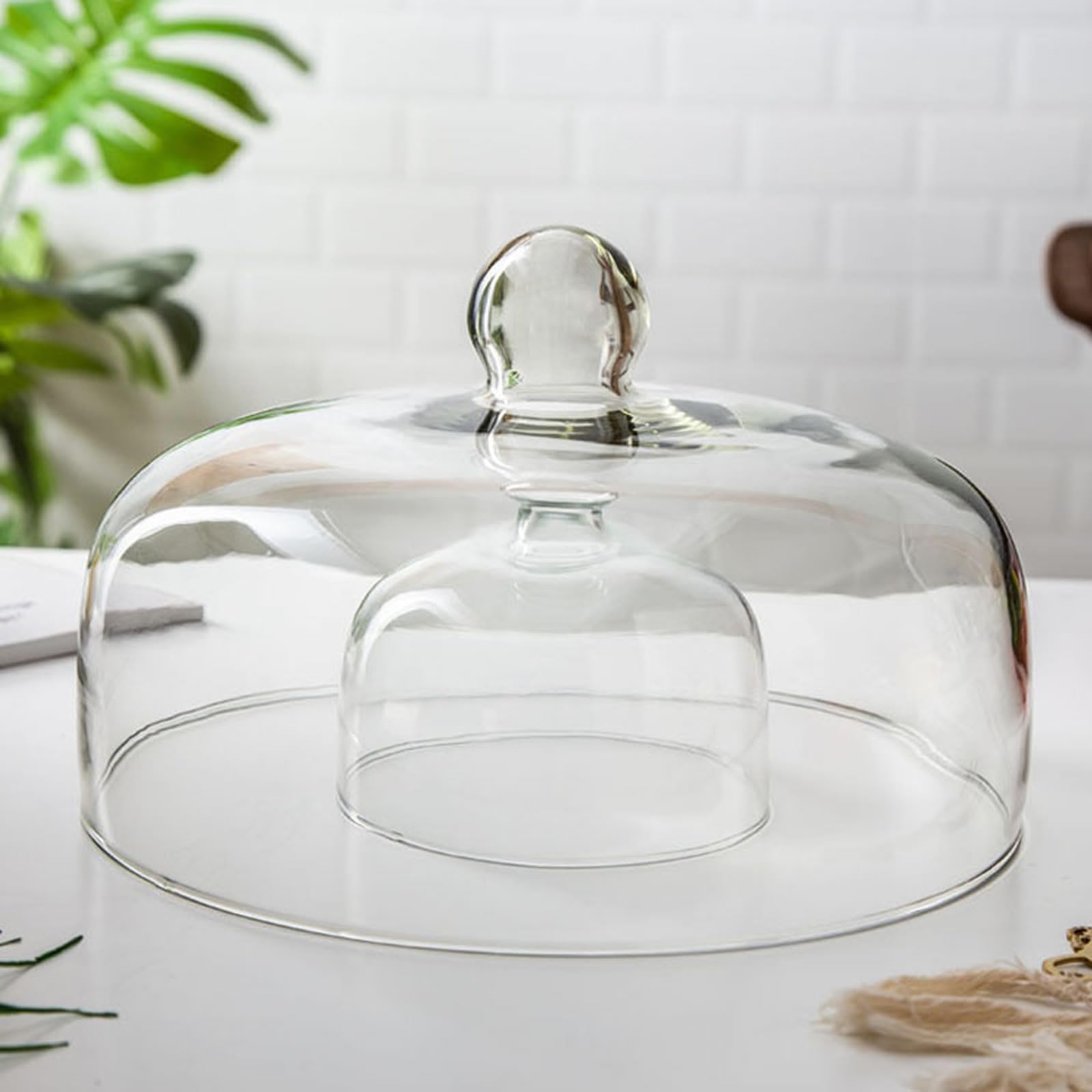 Cubierta de pastel,Cubierta de cúpula de cristal para soporte de tartas,Cubierta de comida de sushi de donut,Cubierta antipolvo para el té de la tarde,Transparente (ángulo redondeadas, 23cm)