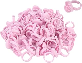 100 Pcs Lash Glue Ring Cups, Reusable Eyelash Extension Holder with Glue Dispenser and Fan Function, for Professional Eyelash Artists
