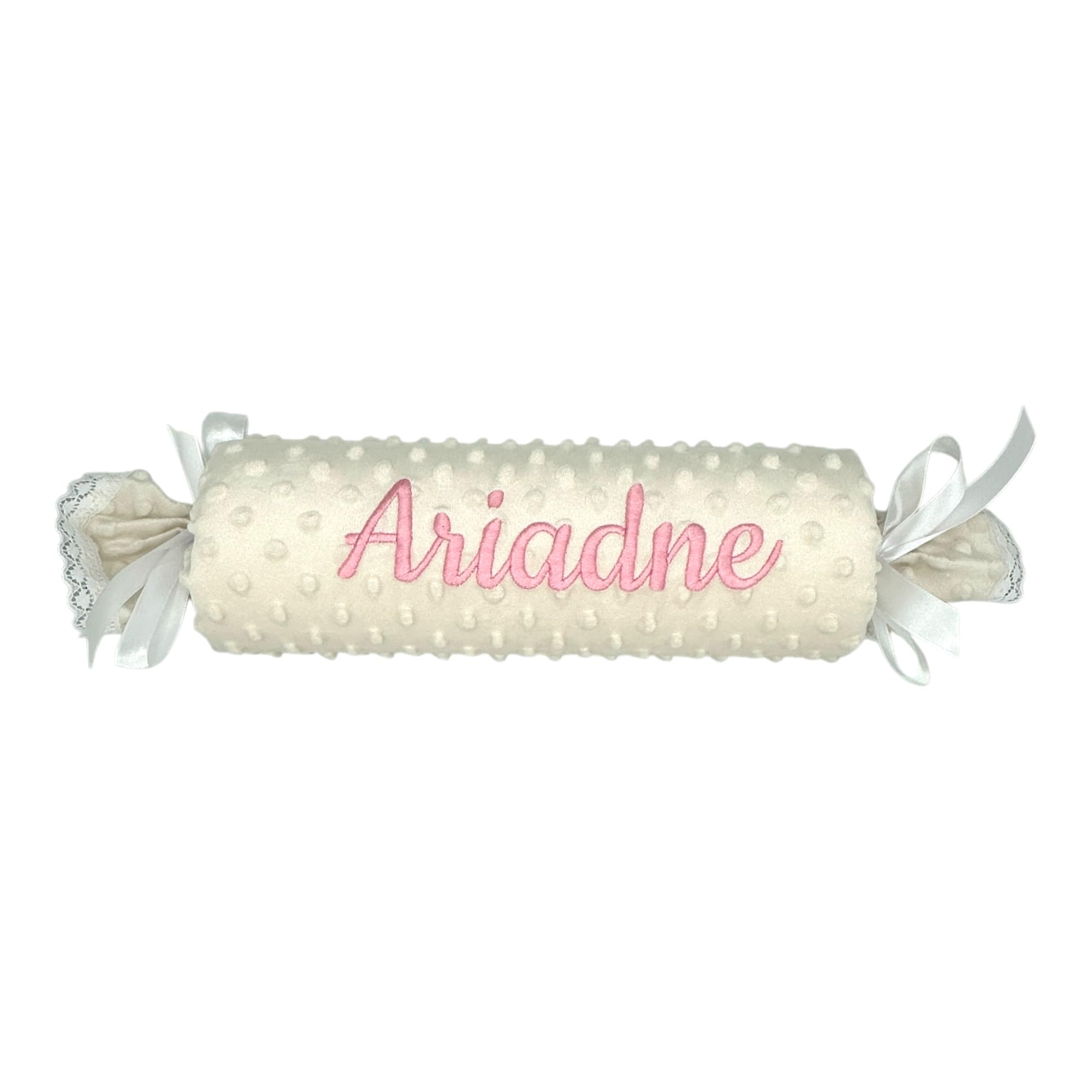 variouss Cojin Antivuelco Personalizado para bebé Recien Nacido, Personalizado con su Nombre Bordado. (Beige)