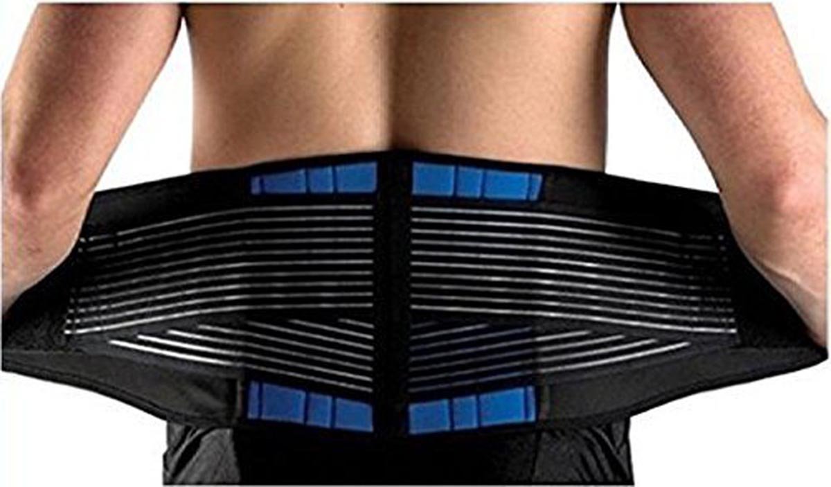 WONFASTDeluxe Neoprene Double Pull Lumbar Lower Back Support Brace Exercise Belt Waist Trainer Trimmer Belt with Dual Adjustable Straps Abdominal Binder Belly (Medium/28-32")