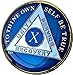 10 Year Midnight Blue AA Alcoholics Anonymous Medallion Chip Tri Plate Gold & Nickel Plated Serenity Prayer