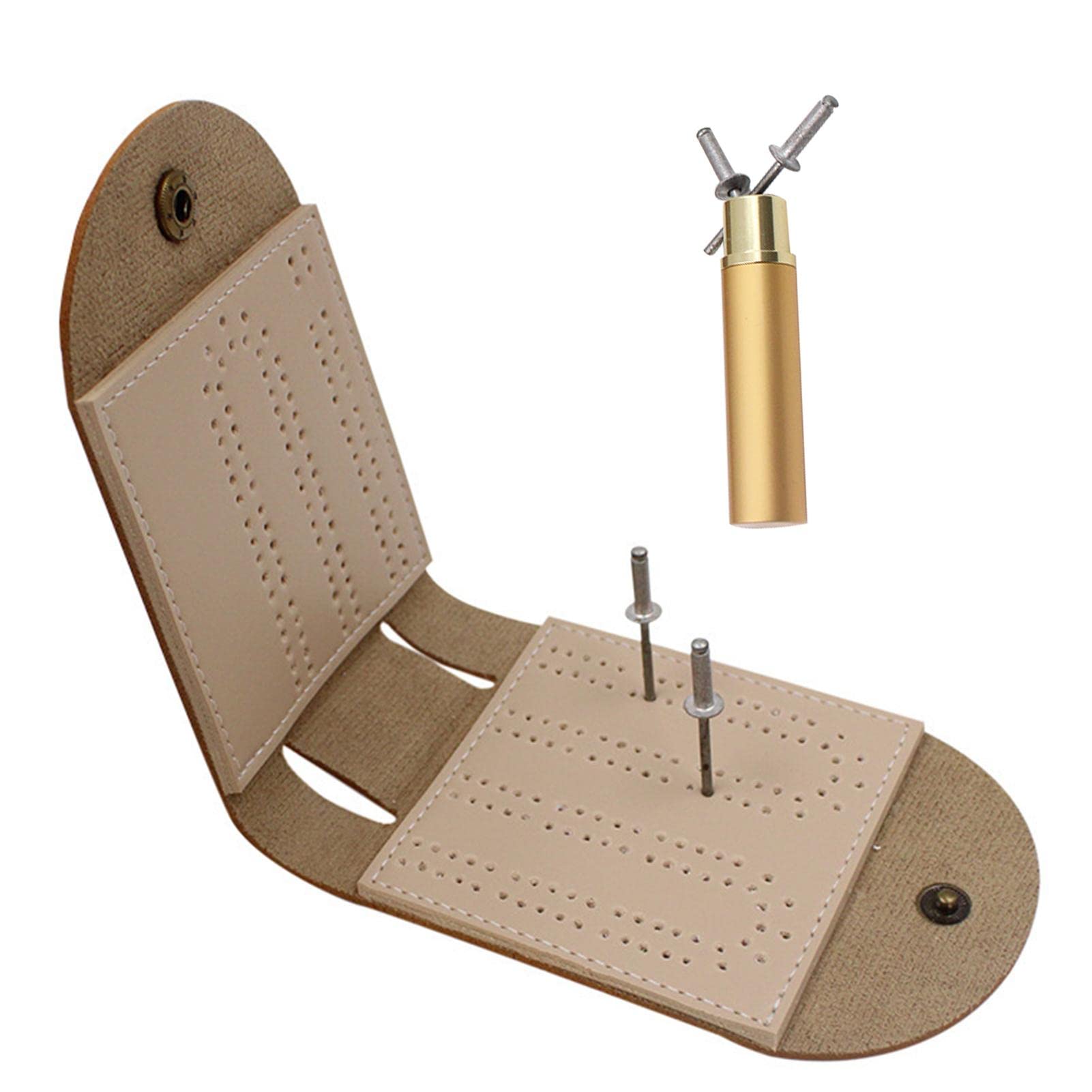 Chengstore Travel Cribbage Boards,Portable Cribbage Board For Travel | Leather Cribbage Board Game Set, Scoreboard For Family Game Nights, Halloween Parties