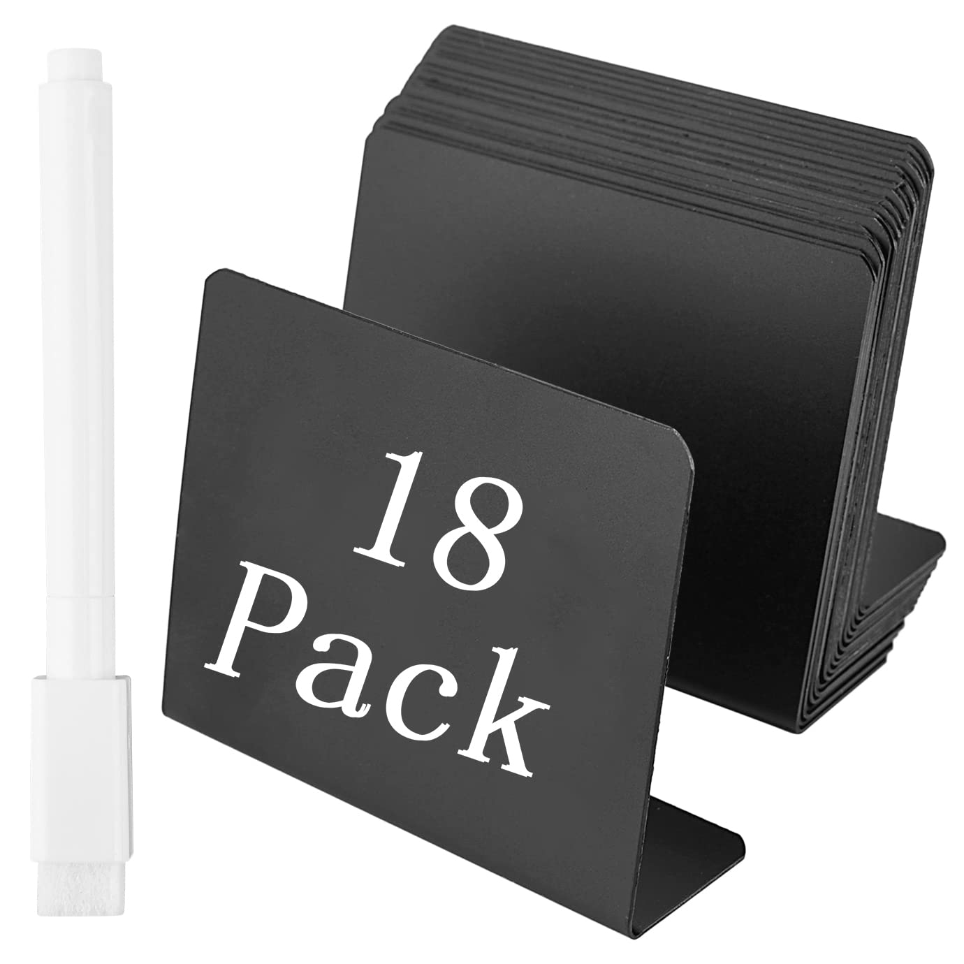 QUACOWW 18 PCS Mini Chalkboard Signs, Small Black Chalk Board Signs, 4x3 inch Chalk Message Boards Erasable Rectangle Blackboard Menu Blackboard Display for Cake Food Tables Christmas Festival Parties