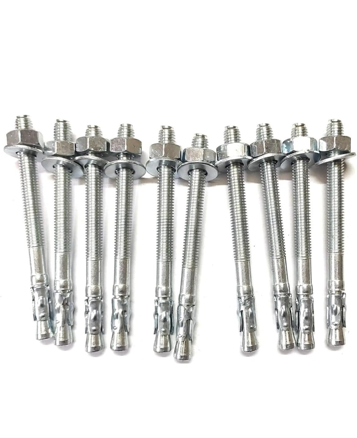 12x125 mm Mechanical Anchor Bolt/Through Bolt/Wedge Anchor Fastener | Heavy Duty Wedge Anchors | Perfect for Construction, Electrical, Plumbing, Fabrication and HVAC | (Pack of 10)