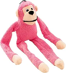 JAMBO PET Brinquedo Mordedor Pelúcia Macaco Rosa Chiclete Com Som Para Cães - Grande, JB25572N