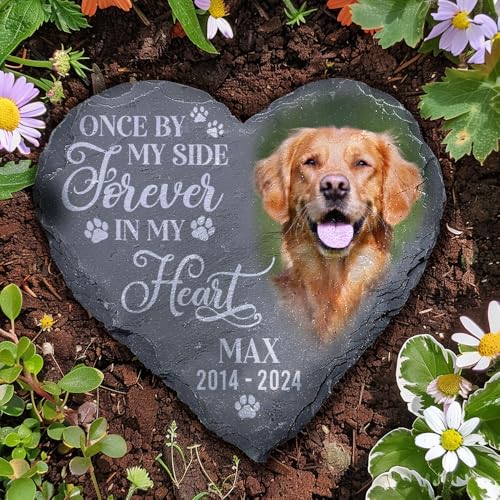 Famitrendz Personalized Dog Memorial Gifts for Loss of Dog Custom Photo Pet Stone Personalized Memorial Gifts for Pet Loss Gift for Cat Lovers Stones for Dogs Cemetery Decorations for Grave Q1
