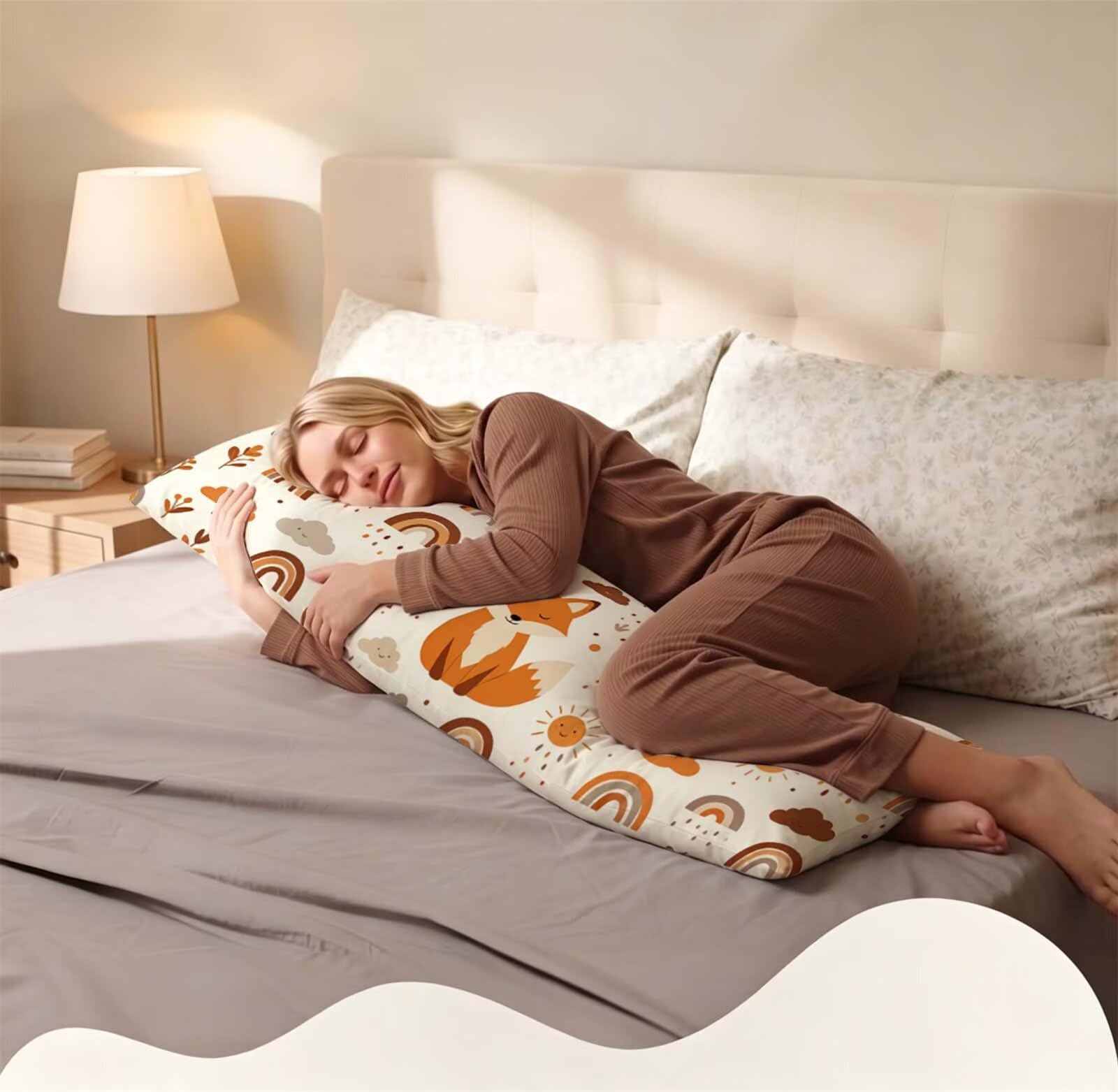 Fodera Cuscino 50 x 150 cm, Fox-1 Velluto Cuscini per Divano Letto, | con Invisibile Cerniera, Morbida e Traspirante, per biancheria da letto, divano, hotel, chi dorme sul fianco nordico j-225
