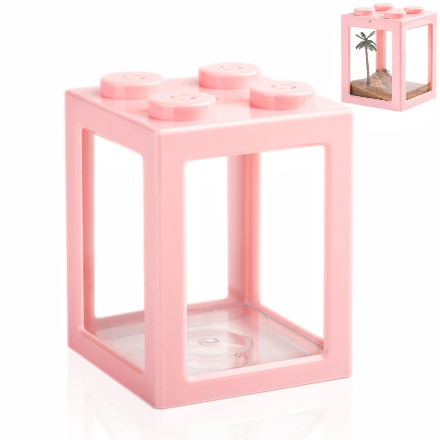 Mini Sea Monkey Tank, Small Shrimp Tank Stackable Mini Aquariums for Fairy Shrimp Eggs Moss Balls, 0.25 Gallon Temporary Betta Fish Tank Ant Feeding Case Mini Reptile Tank