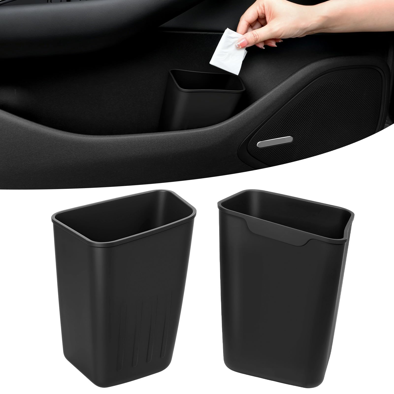 Photo 1 of CARFIB 2 Pack Mini Car Trash Can - Black