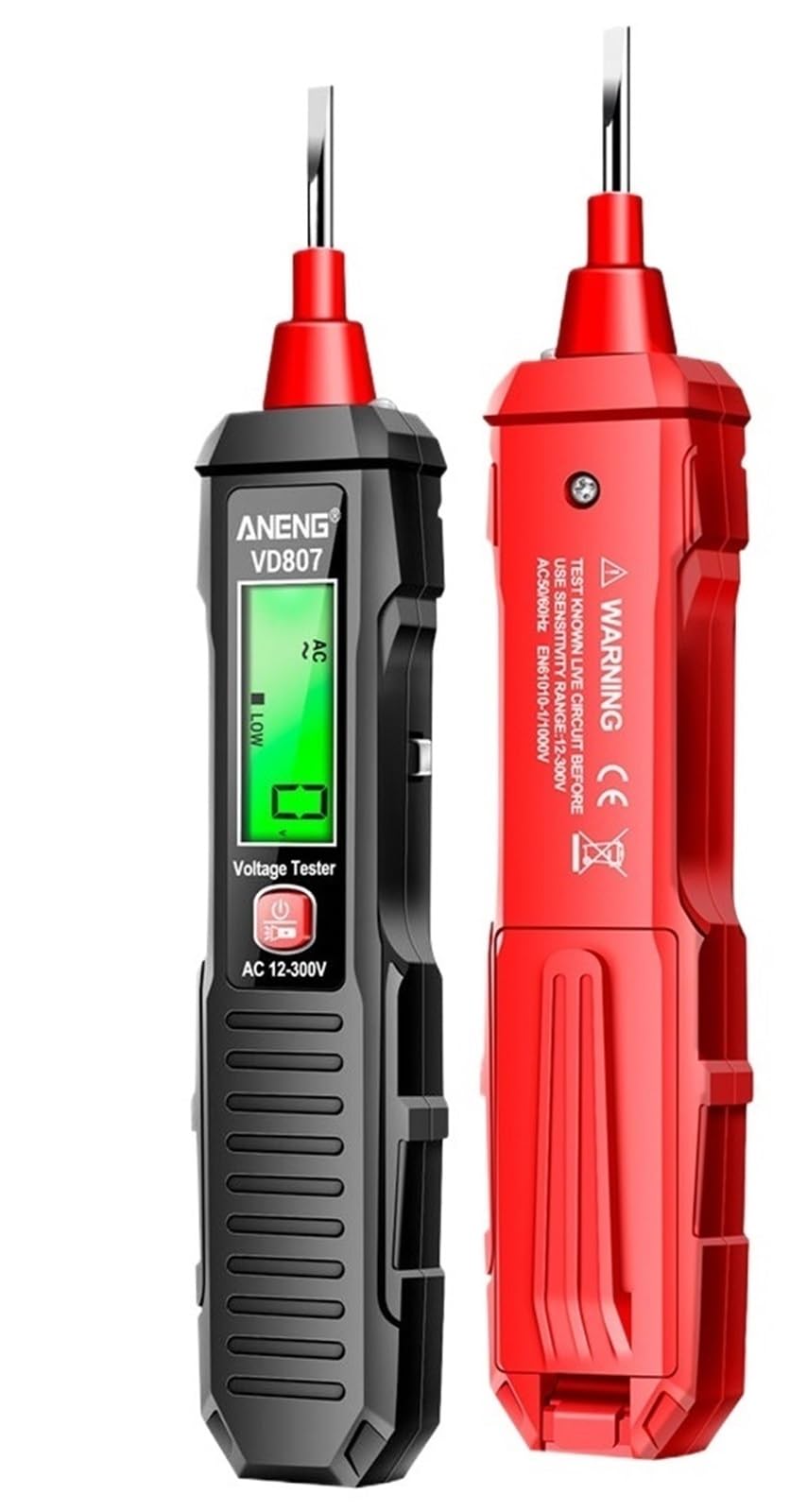 VD807 Inteligentny tester indukcyjności AC 12-300 V Tester napięcia NCV Czujnik drutu 50/60 Hz, profesjonalne narzędzie elektryka (czerwone)