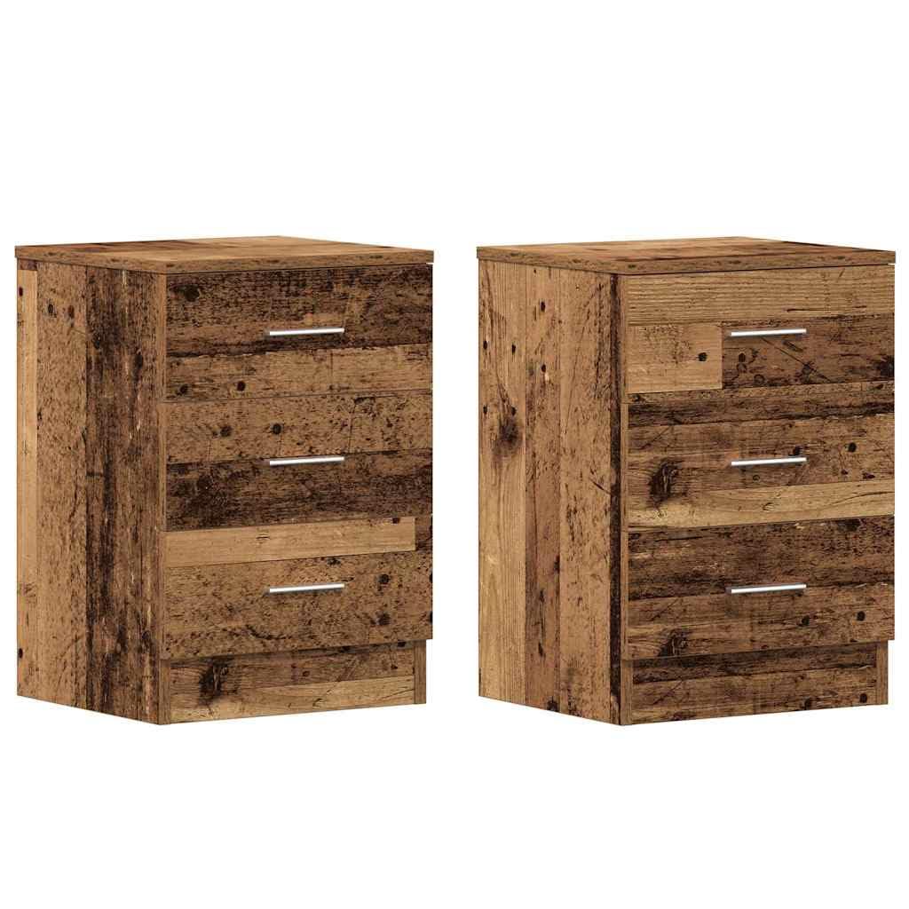 vidaXL Mesitas Noche 2uds Madera contrachapada Madera Vieja 38x35x55cm, mesita de Noche, Mueble de Cama, Mesa Auxiliar para Dormitorio