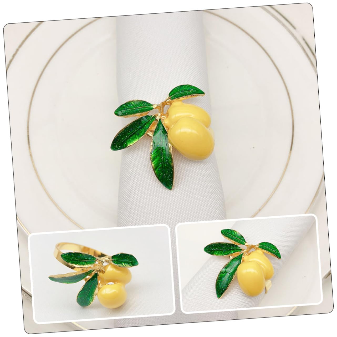 MAGICLULU 12stücke Zitronen Serviettenringe Für Hochzeiten Und Partys Dekorative Napkin Buckles Für Hawaiianische Feiern Tischdekoration Leuchtendem