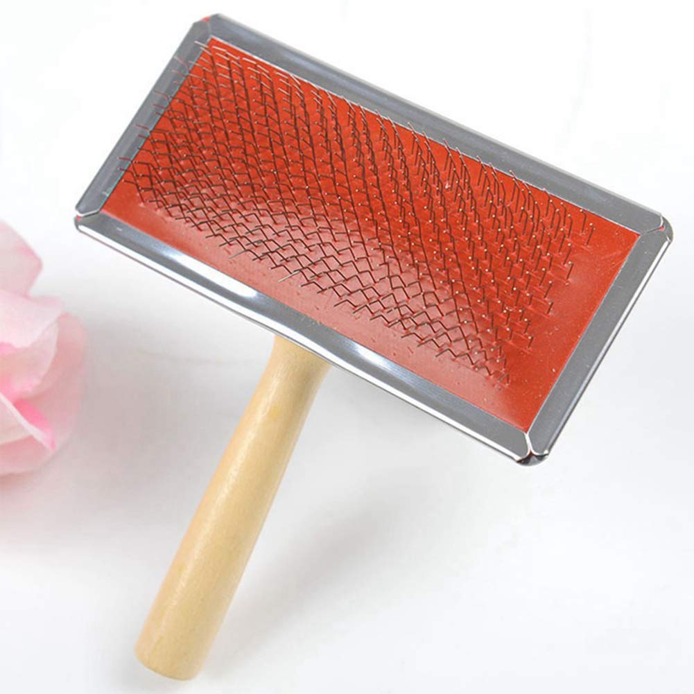 Wool Carding Comb Wooden Handle Tool Cats Pet Cleaning Professional Slicker Supplies Shedding Dogs Brush Hair Grooming Spinning Needle(XL)