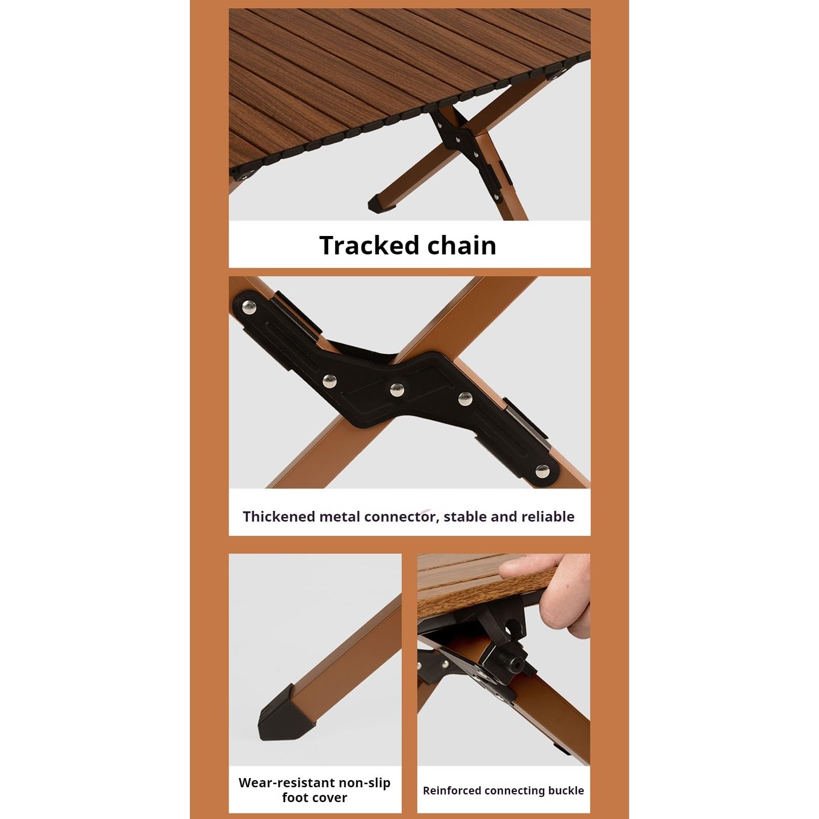 Tavolo da campeggio pieghevole,tavolo basso in alluminio leggero e arrotolabile,tavolo da picnic portatile con borsa per il trasporto per esterni,spiaggia,picnic,cortile,barbecue e feste Beech,115cm
