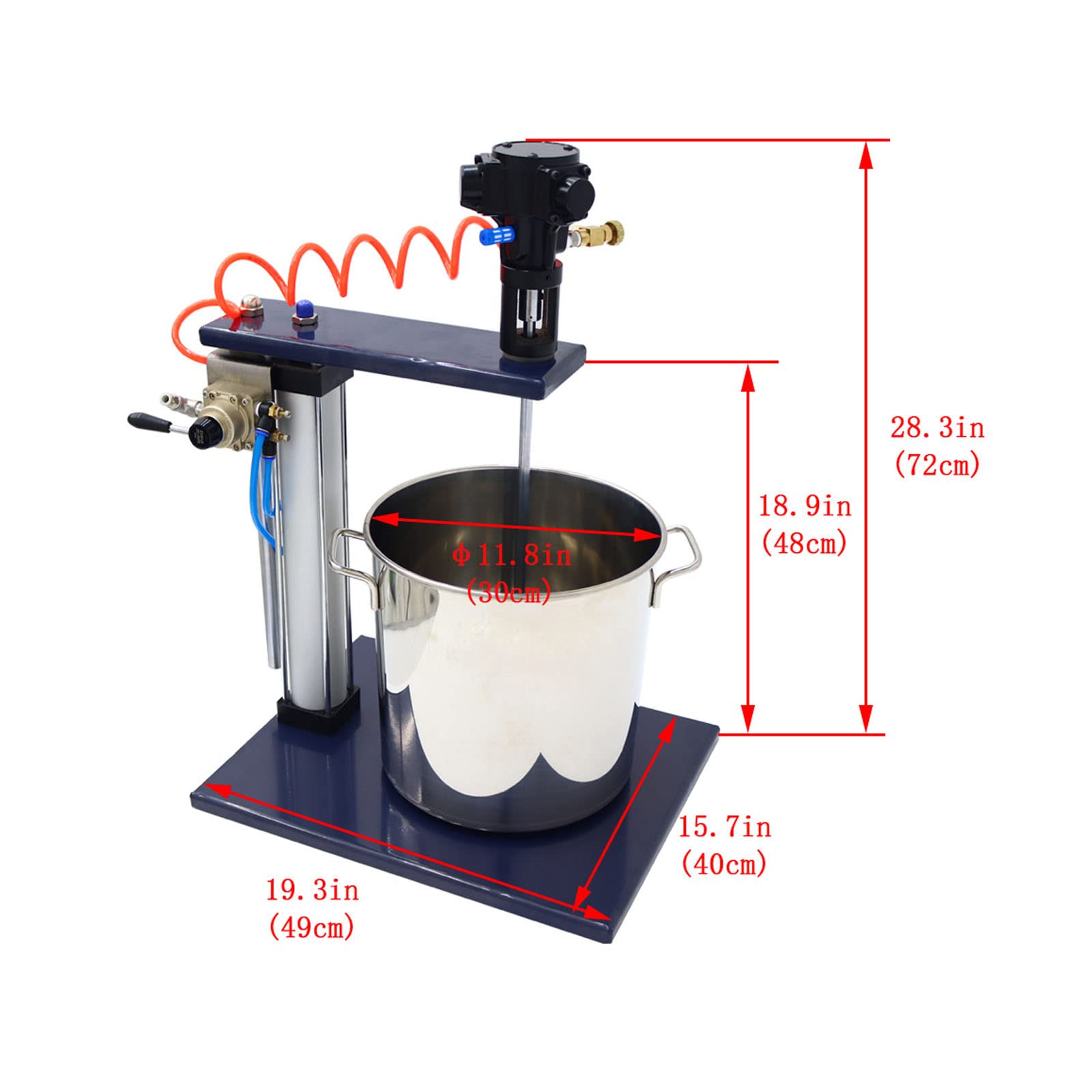 LGXEnzhuo 5 Gallon Pneumatic Mixer with Stand Guide Rail Lift Paint Coating Automatic Mixer 304 Stainless Steel Automatic Paint Mixing Tool with One 5 Gallon Capacity Barrel