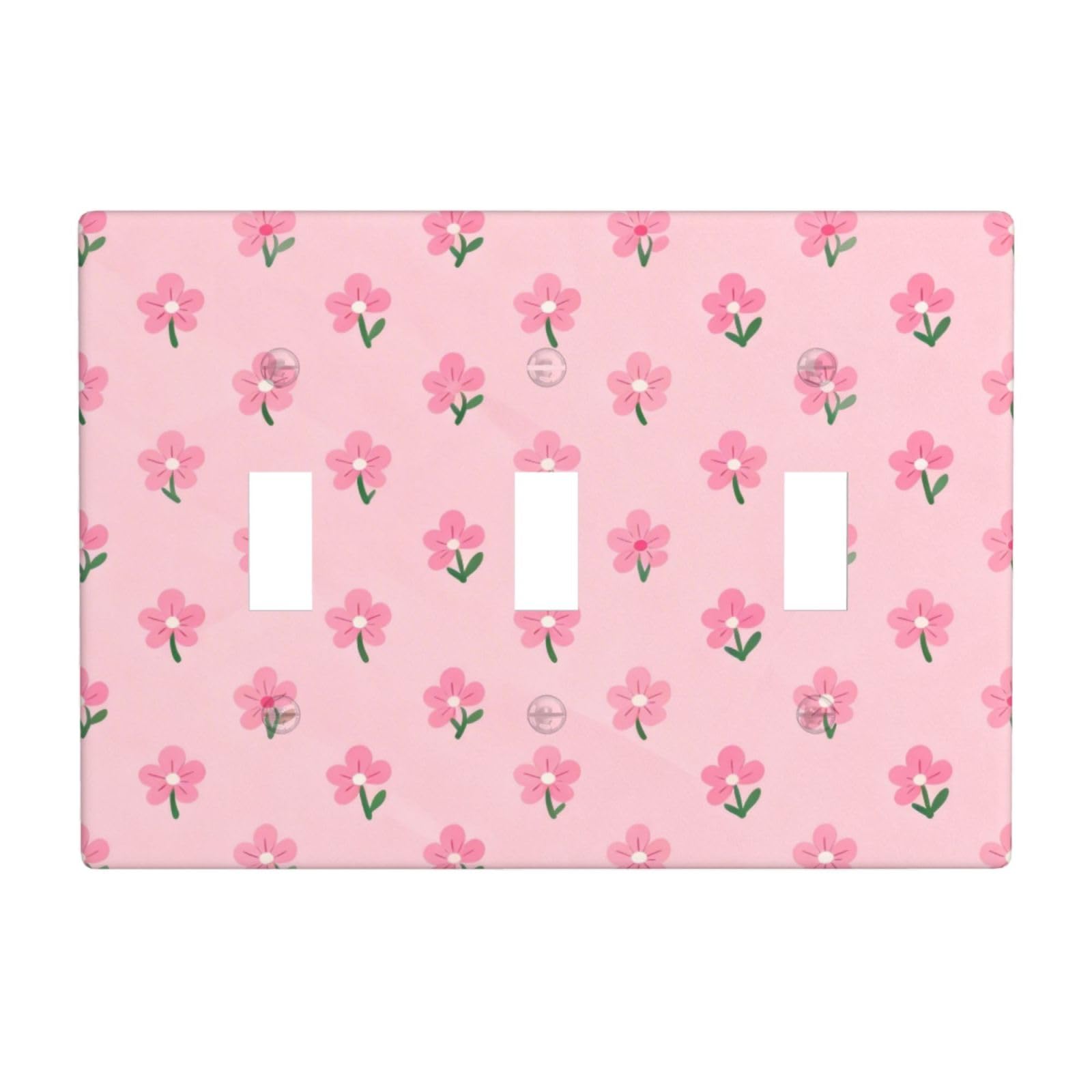Floral 3 Gang Switch Plate Cover-Unbreakable Polycarbonate Wall Plate, Heat Resistant Toggle Switch Decor for Home