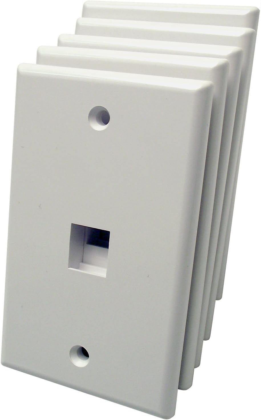 Shaxon BM303WP1-5B, 1 Port Single Gang White Keystone Wall Plates, 5 Pack