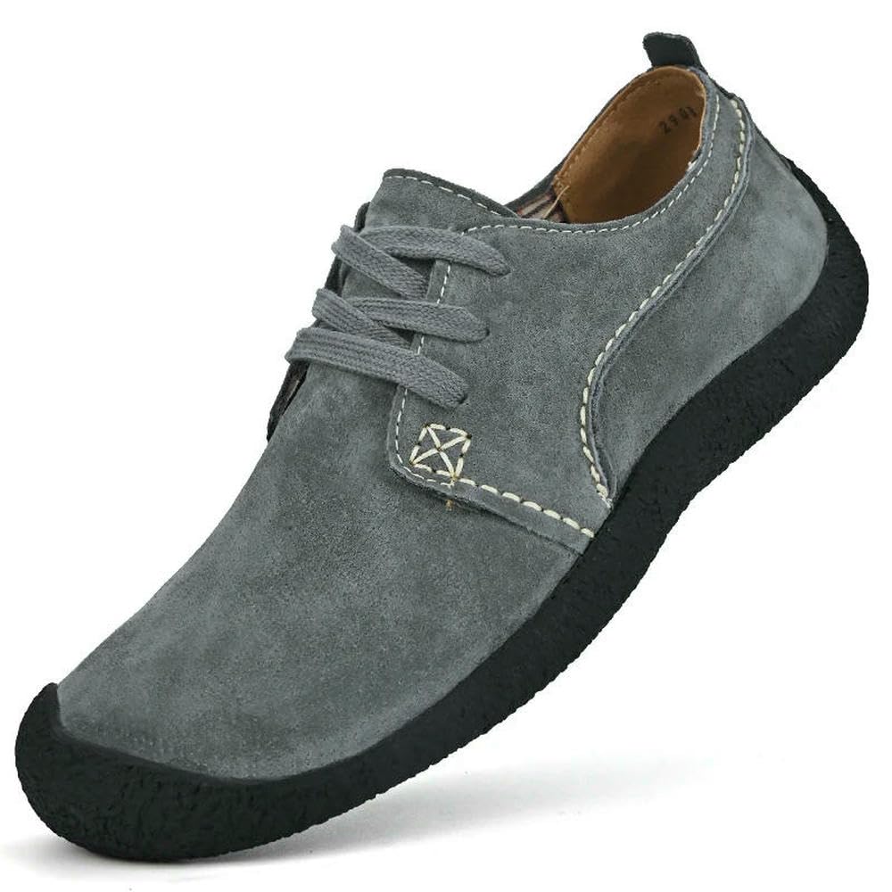 QXDZSW zamszowe skórzane buty na co dzień męskie sznurowane lekkie trampki outdoorowe męskie obuwie turystyczne płaskie trekking plus size 38-46