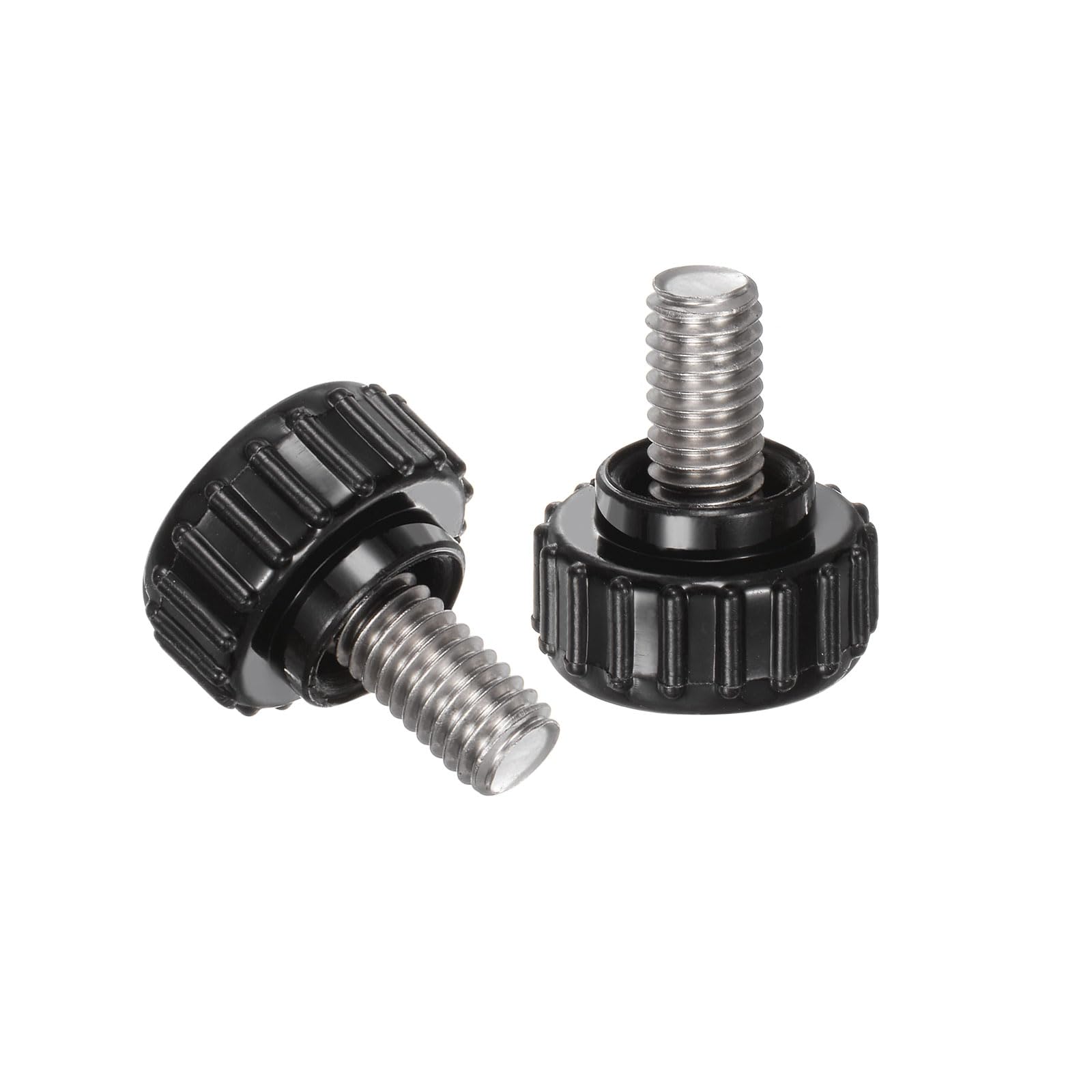 QUARKZMAN 8 sztuk radełkowanych gałek mocujących M6 x 10 mm metryczne 304 śruba z gwintem męskim z gwintem kciuka gwintowanego ręcznego 18 mm czarne gałki śrubowe