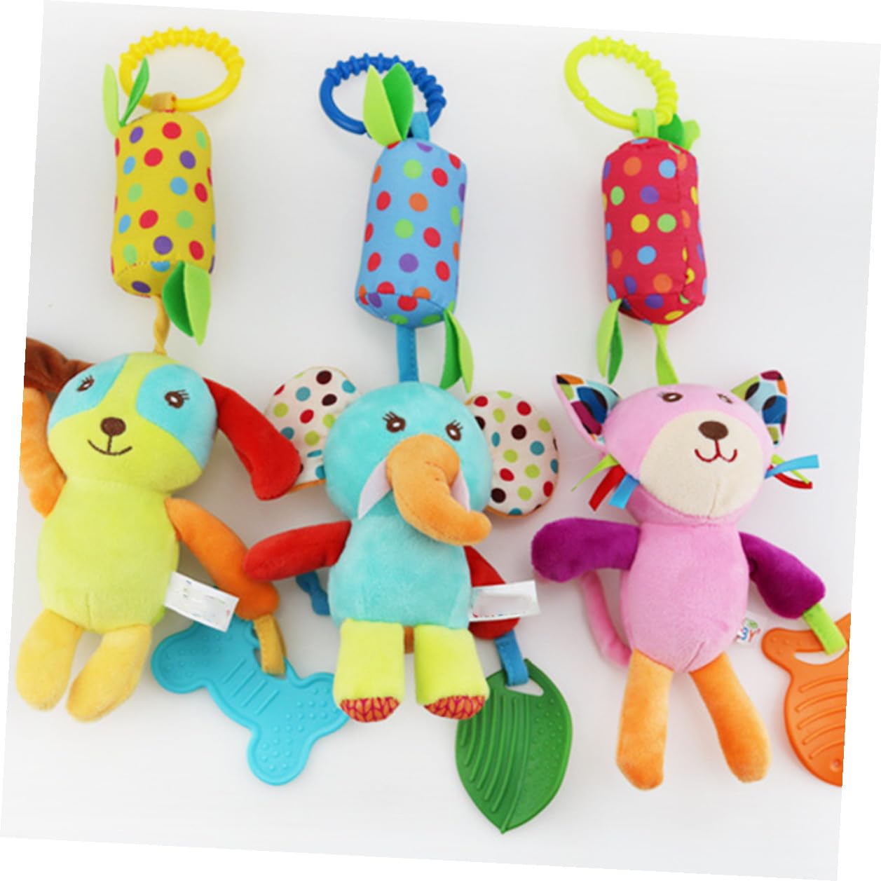 Jouets de Dessin Animé pour Bébés Cloches Rotatives, Peluche Courte, Facile à Suspendre, 4 Pièces pour Lit ou Poussette, Stimulation Visuelle et Éveil