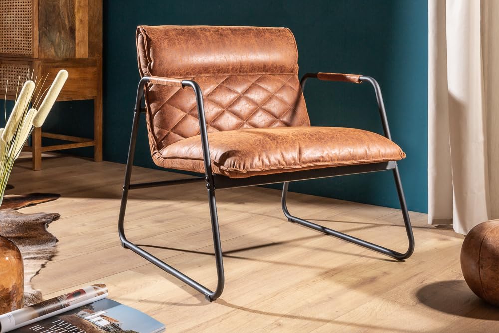 invicta INTERIOR Retro Lounge Sessel Mustang Lounger antik Hellbraun Esszimmersessel Stuhl Besucherstuhl
