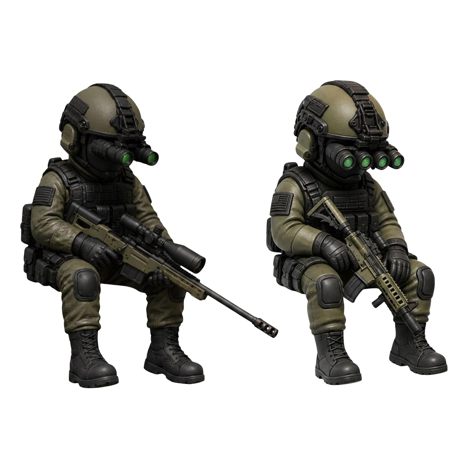 CRGANGZY 2PCS Tactical Mini Soldier Figurine, Armed Special Forces Statue Realistic Military Soldier Decorate for Military Veterans Men, Tactical Sniper Mini Figurine for Home Study Decor