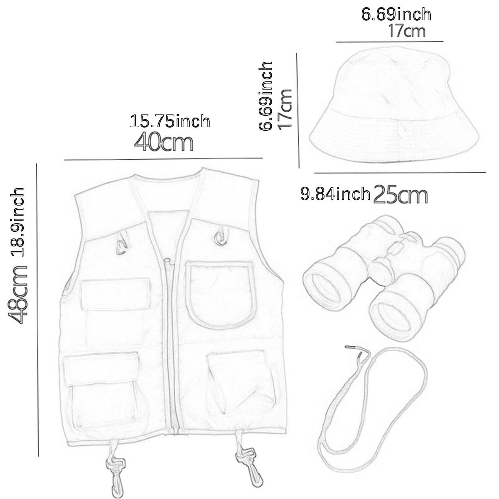 Sharplace Kits Explorer Kit Camping Adventure Binoculars de Juguete Gat Gear Camping Gear for Children, Chaleco de Malla