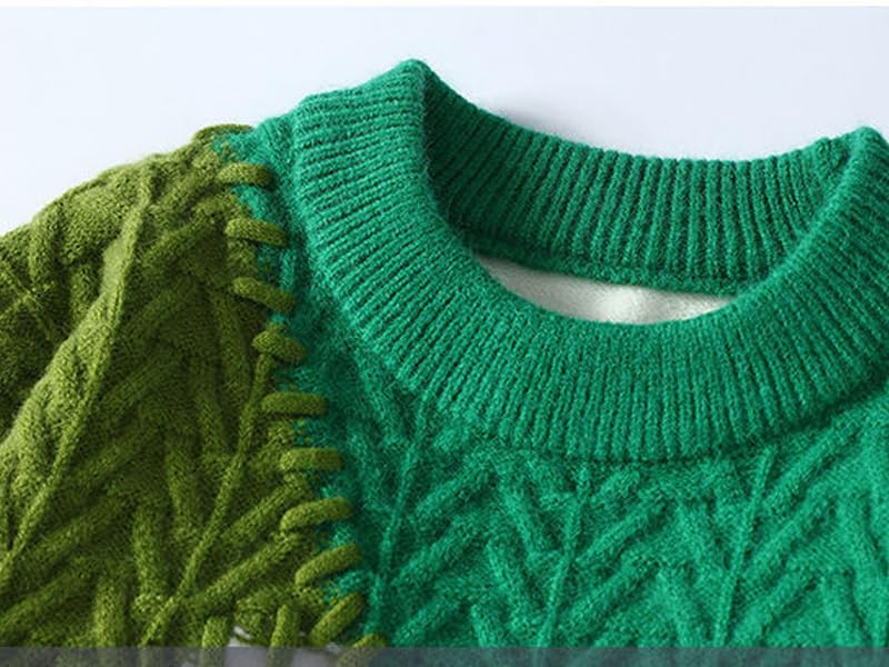 Lunoakvo Men Patchwork Knit Pullovers Casual Colorblock Cable Knitted Thick Warm Loose Sweater Pullover3