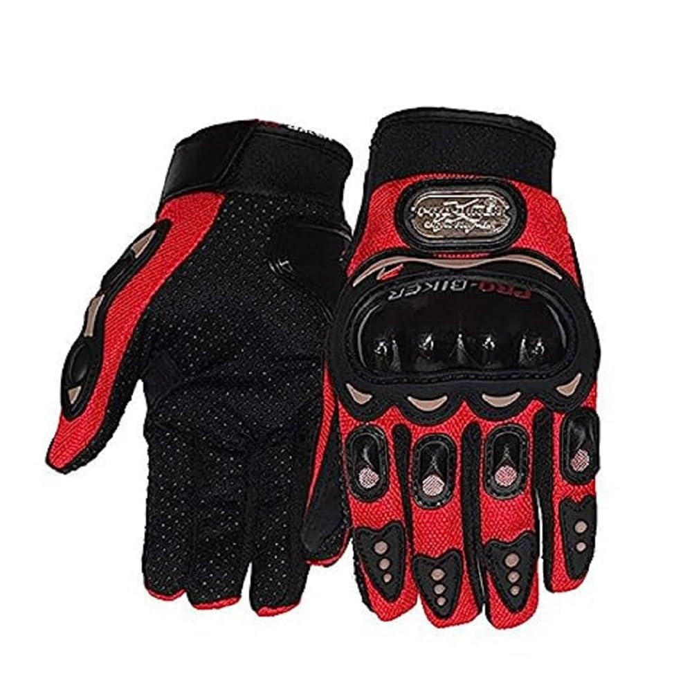 Vocado Pro Biker Full Finger Motorcycle Riding/Racing/Driving Gloves (Red, XL)-image-1
