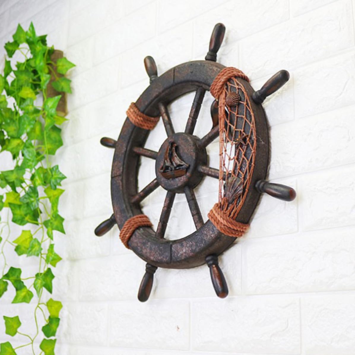Wall Adornment, Wooden Wall Ornament, Timone in Legno, 2 Pezzi, stile, per bar e decorazione casa