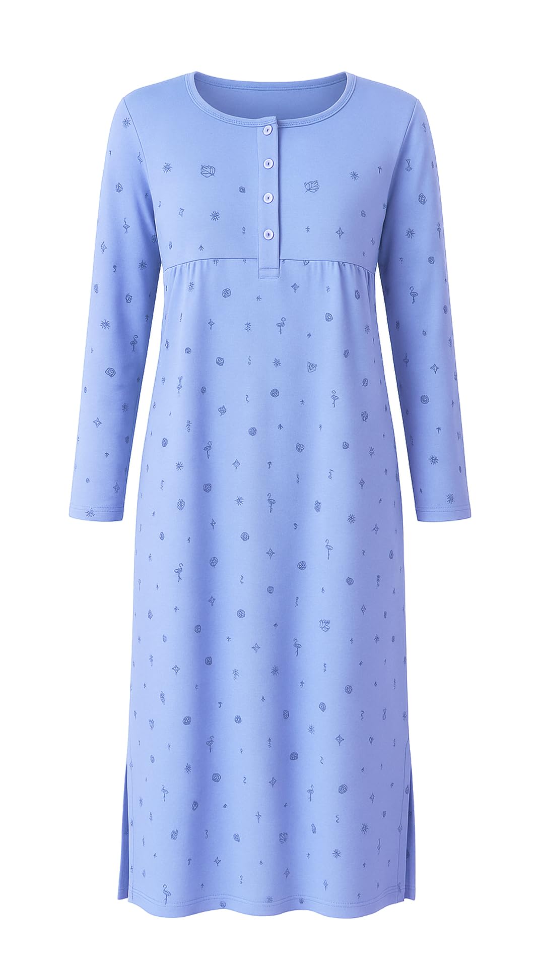 i-Smalls Womens Thermal Nightdress Long Length Cotton Rich Tropical Print Nightie (xxl) Blue