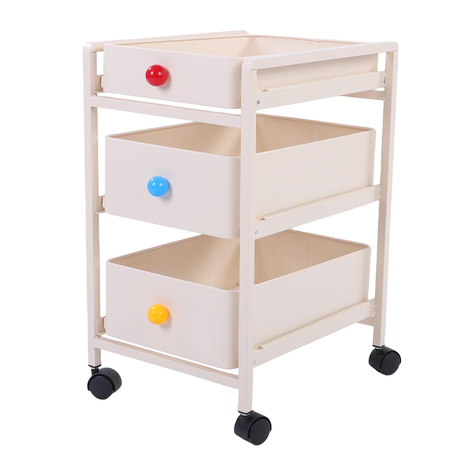 Omabeta Carrello Portaoggetti con Ruote in Metallo a 3 Ripiani Bianco