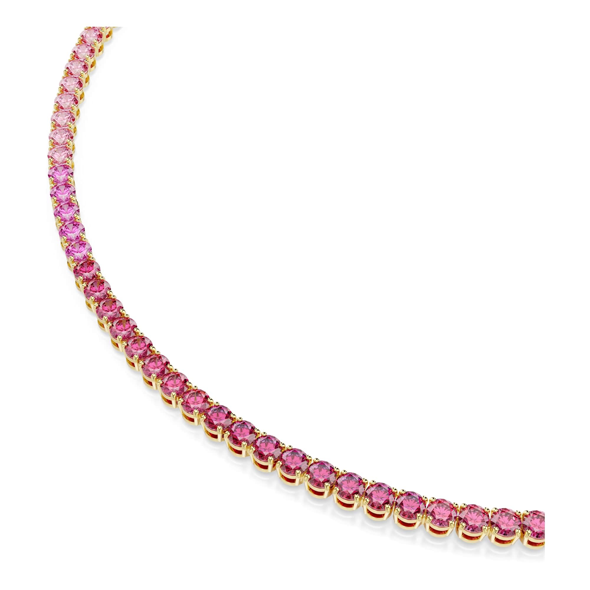 Swarovski Naszyjnik Tennis Matrix, Szlif okrągły, Różowy, Powłoka w odcieniu złota