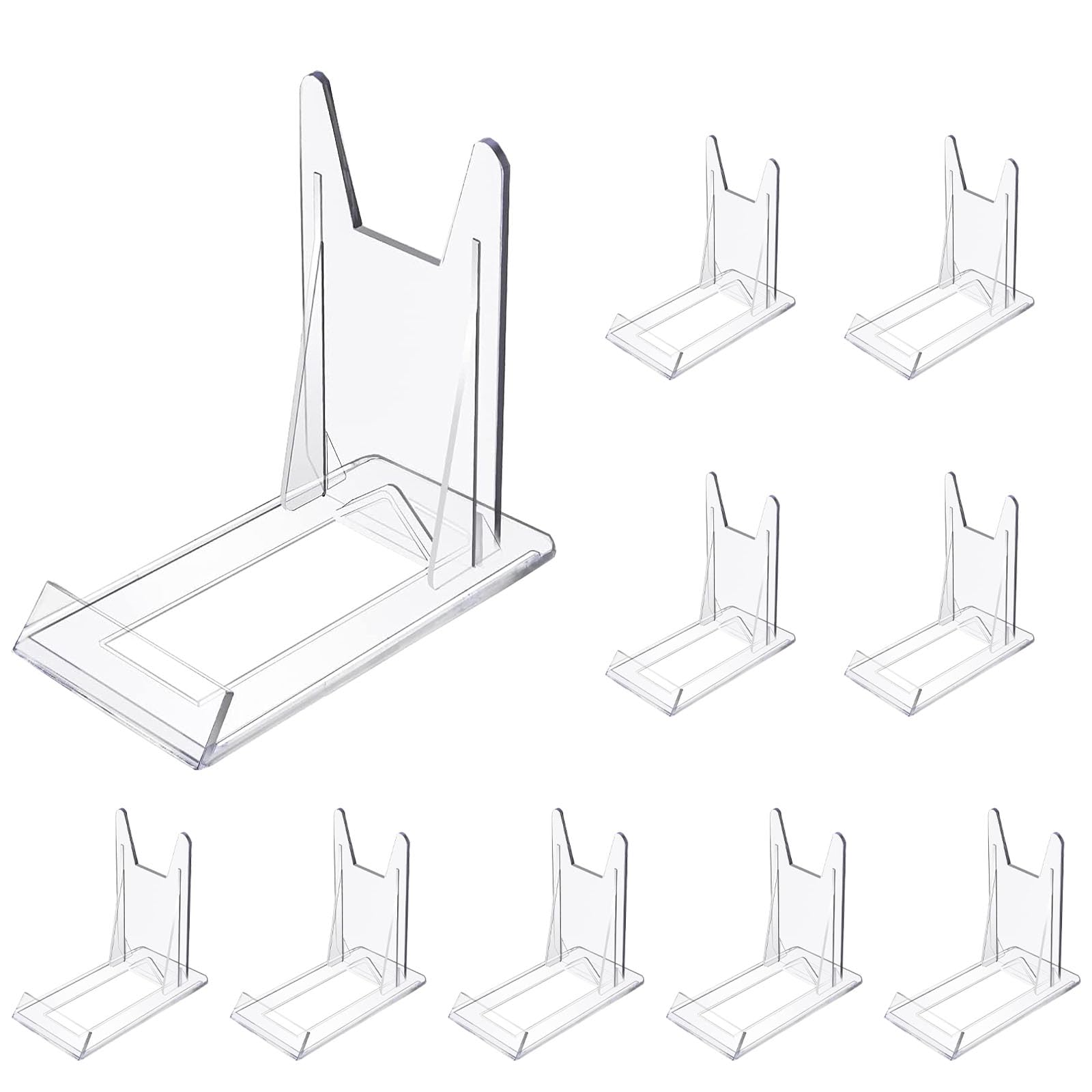 Quixotical 10 PCS Clear Plastic Display Stand, Adjustable Acrylic Plate Holder for Displaying Plates, Photos, Cookbooks, Mobile Phones, and More