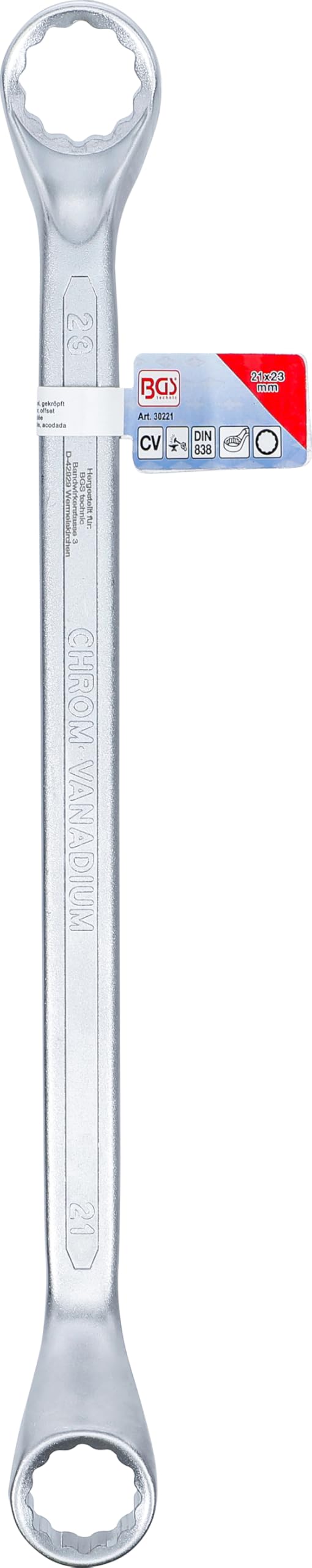 BGS 30221 | Chiave a doppio anello | gomito stretto | 21 x 23 mm