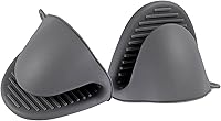Vista 3 de 2 pares de guantes de horno de silicona resistentes al calor, ideales para sujetar elementos de cocina (negro y gris)