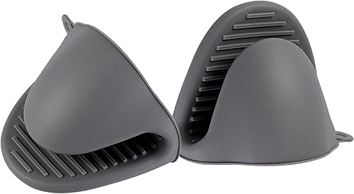 Miniatura 27 de 2 pares de mini guantes de silicona para horno resistentes al calor, guantes de cocina para cocina, cocinar y hornear (amarillo y rosa)