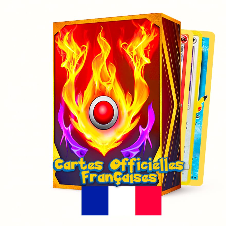 Someja Lot de 30 Cartes Officielles Françaises – 5 Brillantes Incluses – sans Duplicata ni Énergie – Inclus Boîte de Rangement Compatible avec PKM